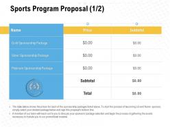 Sports program proposal ppt powerpoint presentation background images