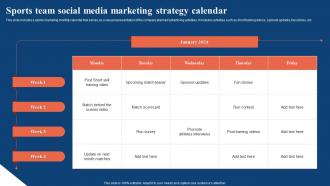 Sports Team Social Media Marketing Strategy Calendar
