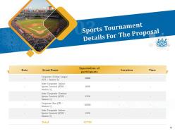 Sports Tournament Proposal Powerpoint Presentation Slides