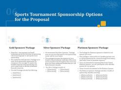Sports tournament sponsorship options for the proposal ppt powerpoint guide