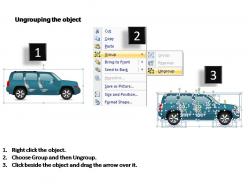 Sports utility blue vehicle side view powerpoint presentation slides