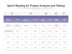 Sprint backlog for project analysis and testing