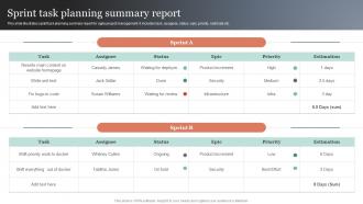 Sprint Task Planning Summary Report