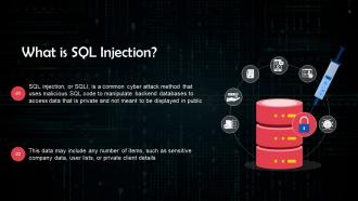 SQL Injection In Cybersecurity Training Ppt