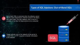 SQL Injection Types In Cyber Security Training Ppt Editable Content Ready