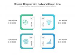 Square graphic with bulb and graph icon