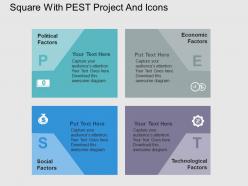 Square with pest project and icons flat powerpoint design