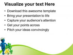 St patricks day clover man wearing round hat with powerpoint templates ppt backgrounds for slides