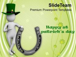 St patricks day date 3d man with green hat happy templates ppt backgrounds for slides