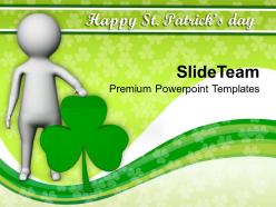 St patricks day decorations 3d man with clover powerpoint templates ppt backgrounds for slides