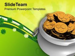 St patricks day decorations pot of gold coins irish savings templates ppt backgrounds for slides