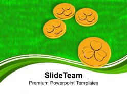 St patricks day decorations shamrock golden coins green templates ppt backgrounds for slides