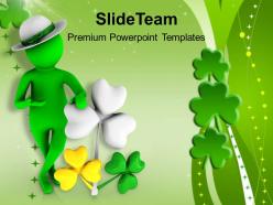 St Patricks Day Festival 3d Man With Clover Leaf Templates Ppt Backgrounds For Slides