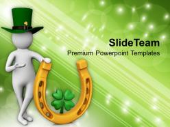 St Patricks Day Festival 3d Person With Lucky Symbol Templates Ppt Backgrounds For Slides