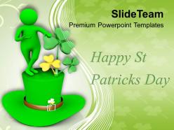 St patricks day festival man over green hat powerpoint templates ppt backgrounds for slides