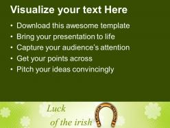 St patricks day luck of the irish wealth symbol templates ppt backgrounds for slides