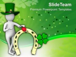 St patricks day man with clover flower of irish culture templates ppt backgrounds for slides
