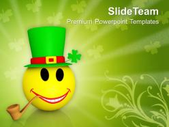 St patricks day smiley emoticons face with cigar templates ppt backgrounds for slides