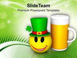 St patricks day smiley face and beer mug celebration festival templates ppt backgrounds for slides