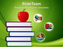 Stack Of Books And Apple Education Powerpoint Templates Ppt Themes And Graphics 0213