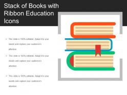 Stack of books with ribbon education icons