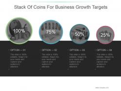 Stack of coins for business growth targets presentation deck