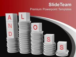 Stack of coins with word loss powerpoint templates ppt themes and graphics 0213