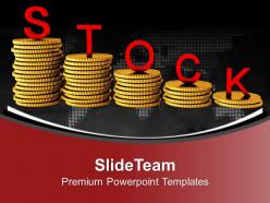 Stack of coins with word stock bar graph powerpoint templates ppt themes and graphics 0213