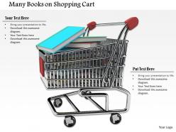 Stack of education books in shopping cart