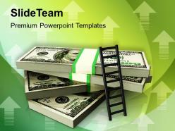 Stack of money with a ladder powerpoint templates ppt themes and graphics 0213