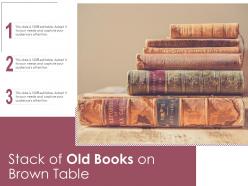 Stack of old books on brown table