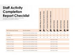 Staff activity completion report checklist