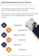 Staff Augmentation Services Offered One Pager Sample Example Document
