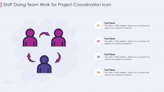 Staff doing team work for project coordination icon
