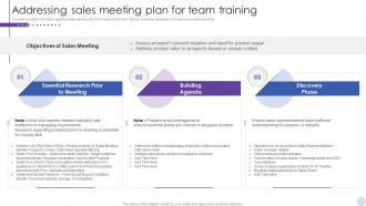 Staff Enlightenment Playbook Addressing Sales Meeting Plan For Team Training