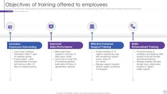 Staff Enlightenment Playbook Objectives Of Training Offered To Employees