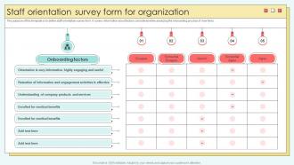 Staff Orientation Survey Form For Organization