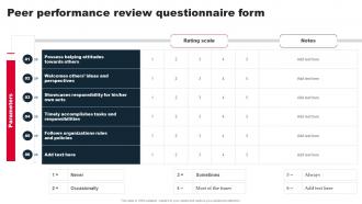 Staff Performance Management Peer Performance Review Questionnaire Form