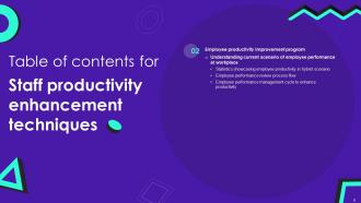 Staff Productivity Enhancement Techniques Powerpoint Presentation Slides Colorful Best