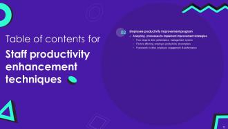 Staff Productivity Enhancement Techniques Powerpoint Presentation Slides Appealing Best
