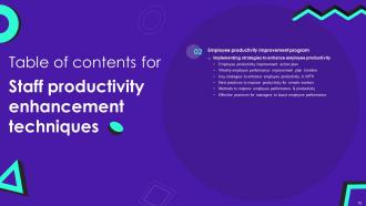 Staff Productivity Enhancement Techniques Powerpoint Presentation Slides Multipurpose Best
