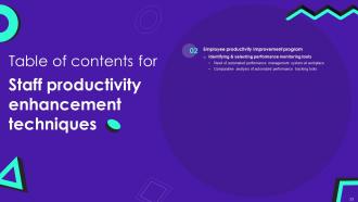 Staff Productivity Enhancement Techniques Powerpoint Presentation Slides Editable Good
