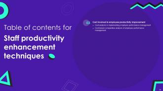 Staff Productivity Enhancement Techniques Powerpoint Presentation Slides Customizable Good
