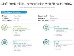 Staff productivity increase plan with steps to follow