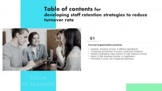 Staff Retention Strategies To Reduce Turnover Rate Table Of Contents For Developing