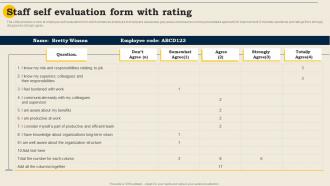 Staff Self Evaluation Form With Rating