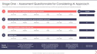 Stage One Assessment Questionnaire AI Playbook Accelerate Digital Transformation