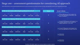 Stage One Assessment Questionnaire For Considering AI Artificial Intelligence Playbook For Business