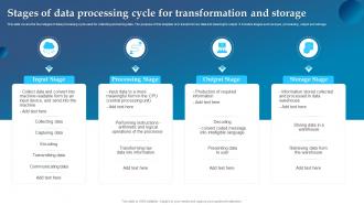 Stages Of Data Processing Cycle For Transformation And Storage