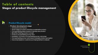 Stages Of Product Lifecycle Management Table Of Contents